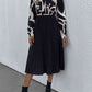 Tie Neck Long Sleeve Pleated Dress