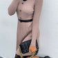 Lace Detail Decorative Button Long Sleeve Sweater Dress