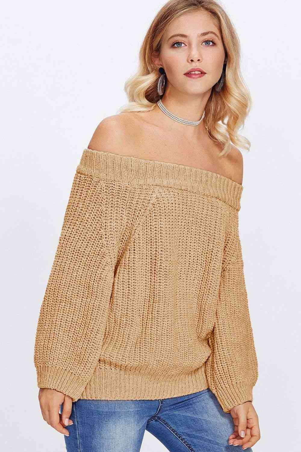 Off-Shoulder Long Sleeve Sweater