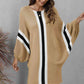 Ribbed Round Neck Long Sleeve Sweater Dress