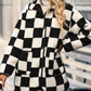Full Size Checkered Button Front Coat with Pockets