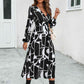 Surplice Neck Long Sleeve Midi Dress