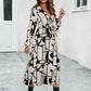 Surplice Neck Long Sleeve Midi Dress