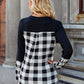 Plaid Notched Long Sleeve T-Shirt