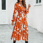 Surplice Neck Long Sleeve Midi Dress