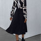 Tie Neck Long Sleeve Pleated Dress