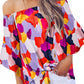 Tied Printed Off-Shoulder Half Sleeve Blouse