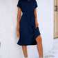 Cuffed Short Sleeve Belted Shirt Dress