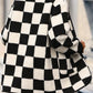 Full Size Checkered Button Front Coat with Pockets