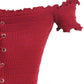 Lace-Up Front Lettuce Hem Off-Shoulder Knit Top