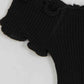 Lace-Up Front Lettuce Hem Off-Shoulder Knit Top