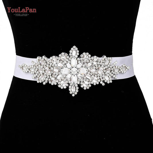 Bridal Belt Silver Rhinestones Belts for Women Dress Wedding Accessories