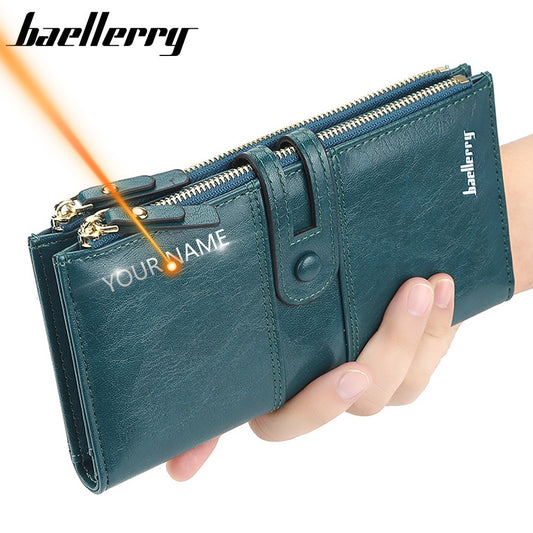 Name Engrave Leather Wallet For Women