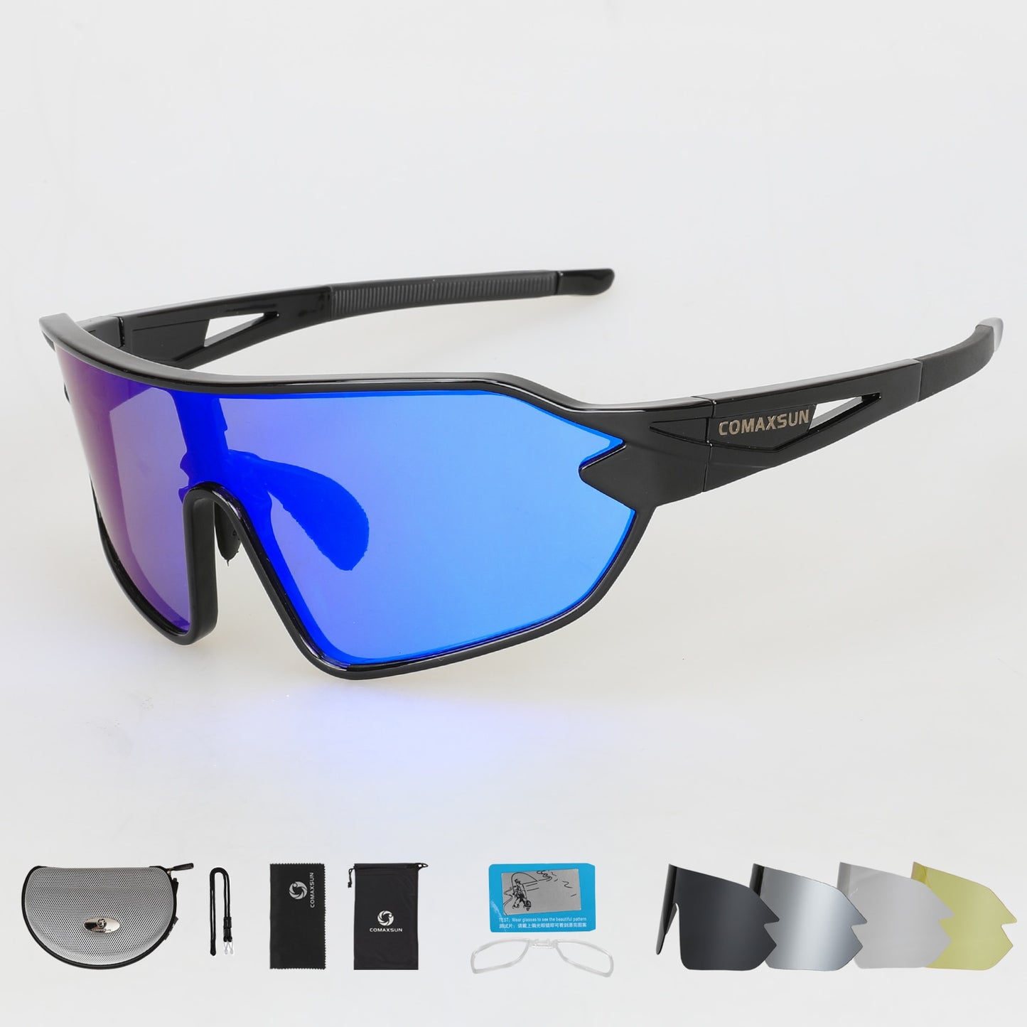 COMAXSUN Professional Polarized Cycling Sunglasses UV 400 With 5 Lens TR90 2 Style