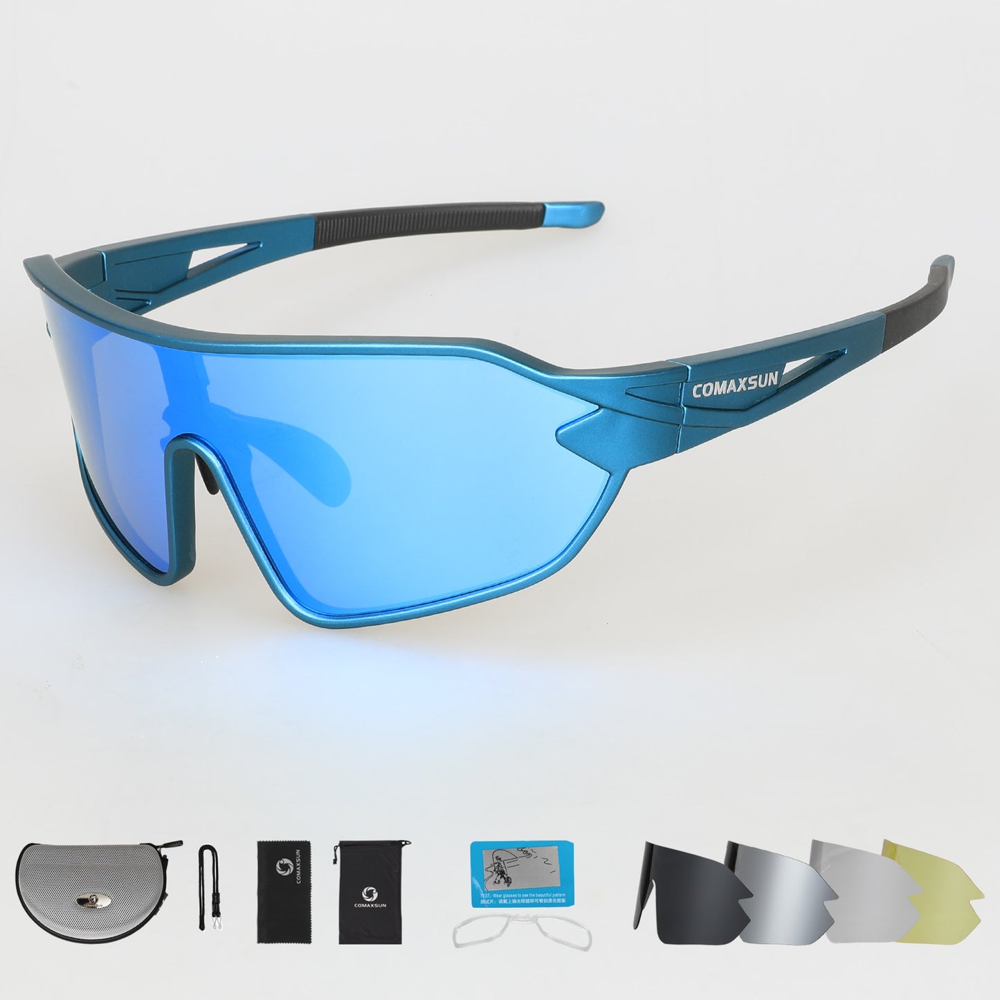 COMAXSUN Professional Polarized Cycling Sunglasses UV 400 With 5 Lens TR90 2 Style