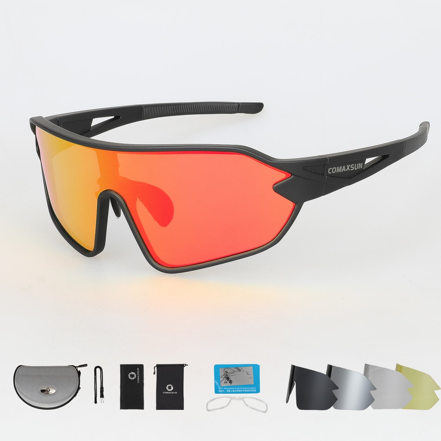 COMAXSUN Professional Polarized Cycling Sunglasses UV 400 With 5 Lens TR90 2 Style