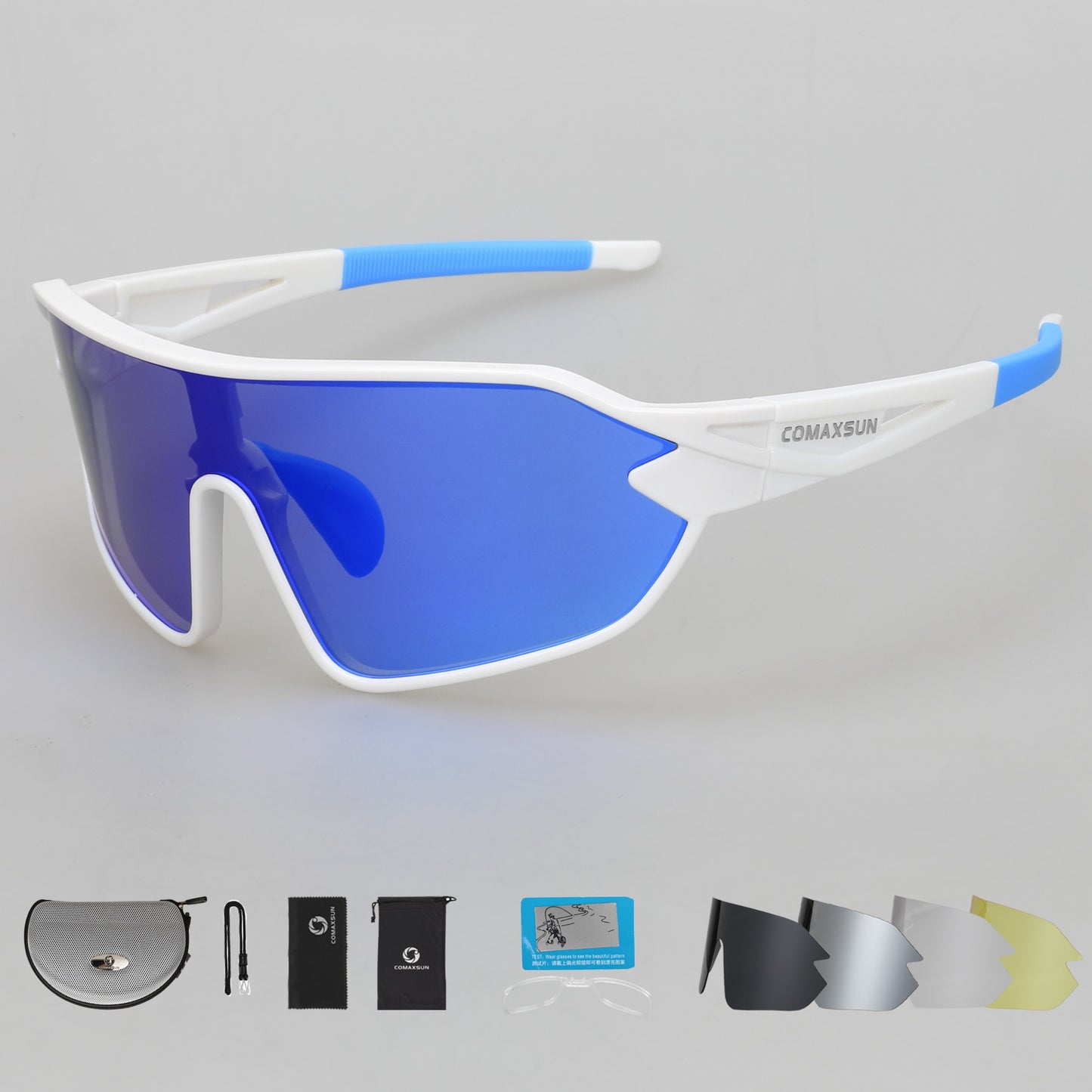 COMAXSUN Professional Polarized Cycling Sunglasses UV 400 With 5 Lens TR90 2 Style