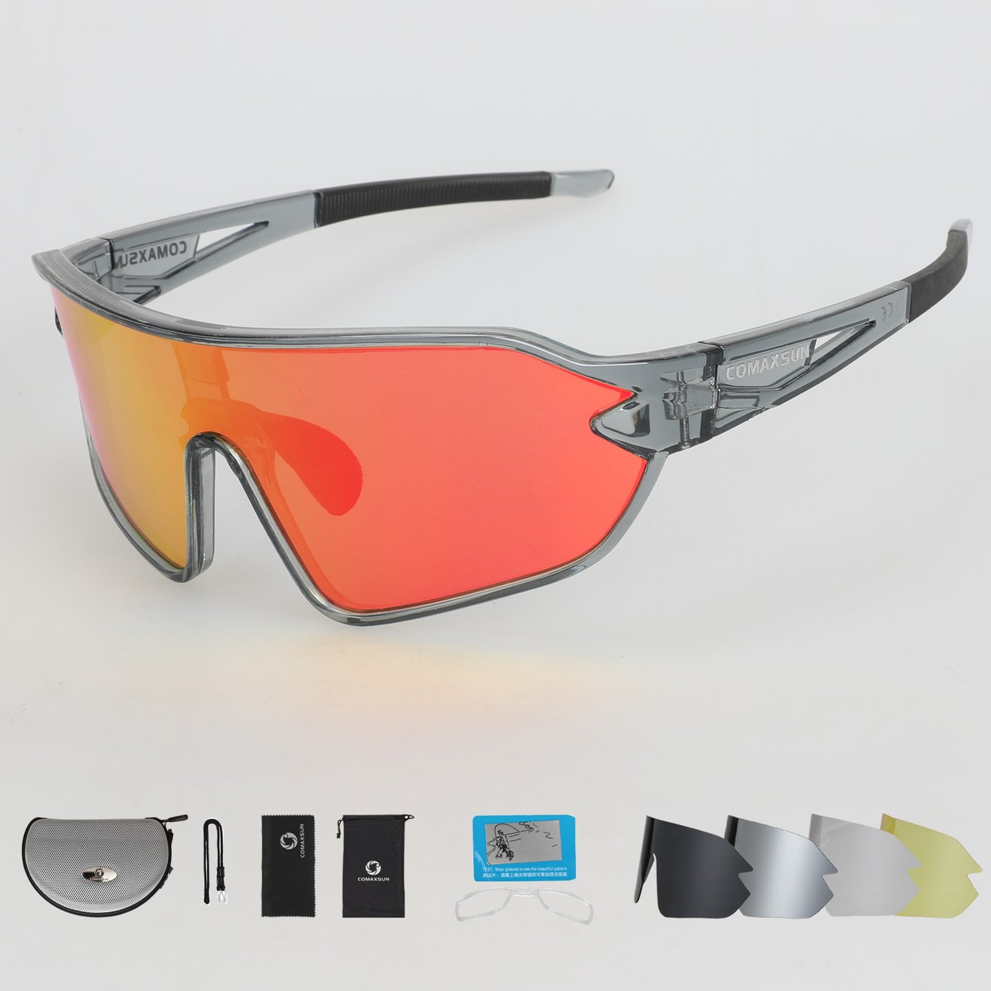 COMAXSUN Professional Polarized Cycling Sunglasses UV 400 With 5 Lens TR90 2 Style