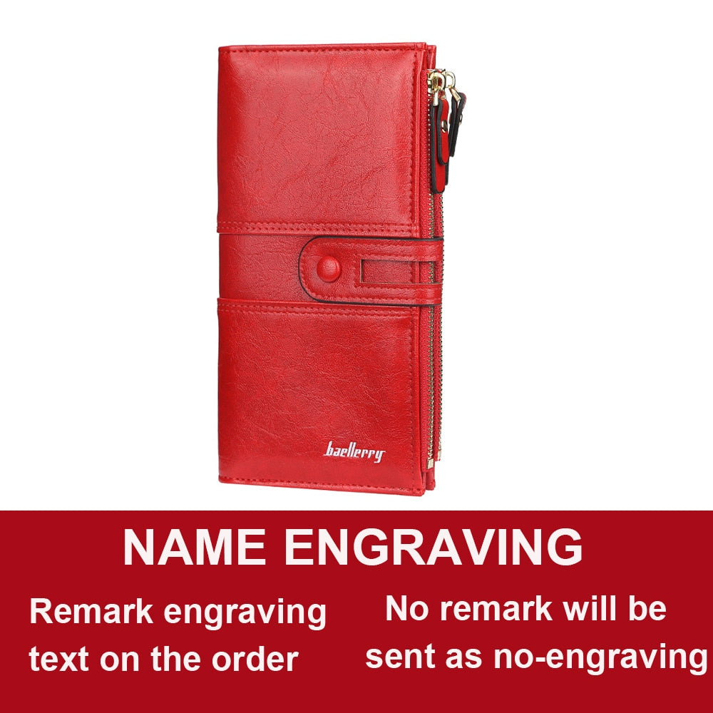 Name Engrave Leather Wallet For Women