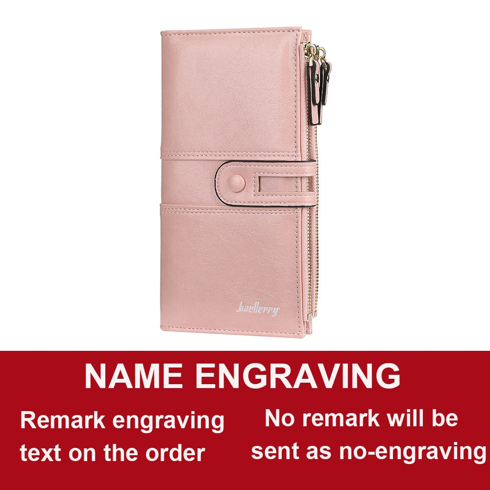Name Engrave Leather Wallet For Women