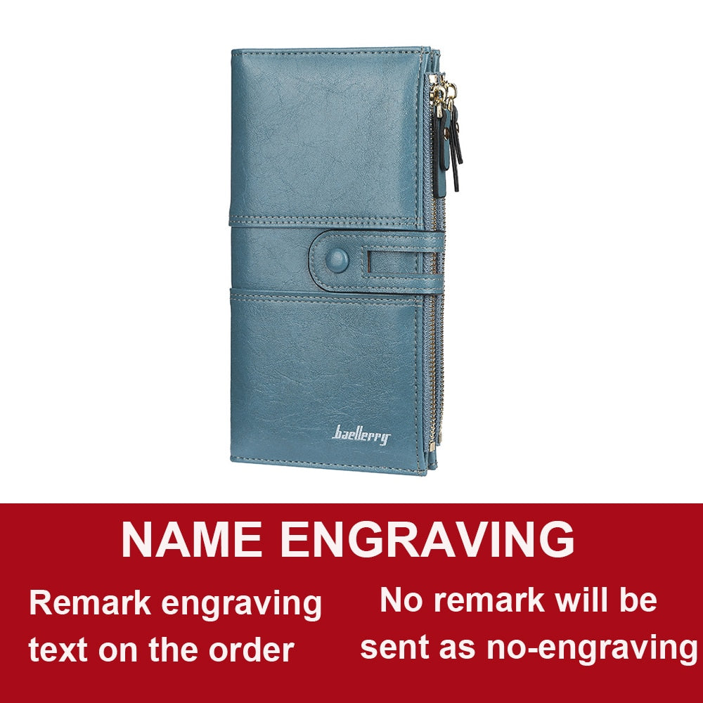 Name Engrave Leather Wallet For Women