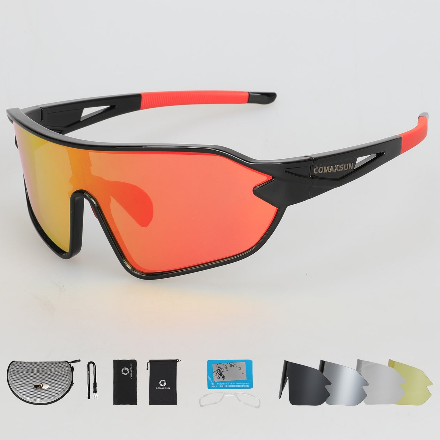 COMAXSUN Professional Polarized Cycling Sunglasses UV 400 With 5 Lens TR90 2 Style