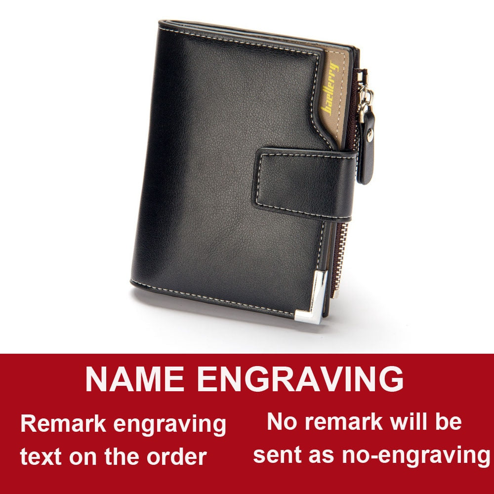 Short Luxury Men Wallets Customizable Name Engraved