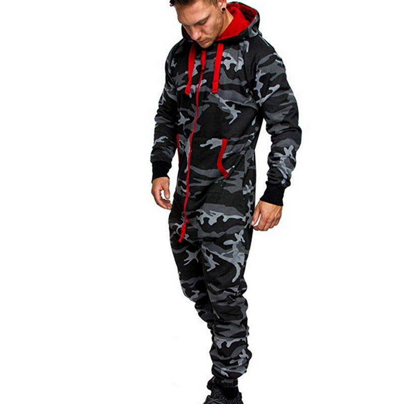 Men's Hooded camouflage Jumpsuit