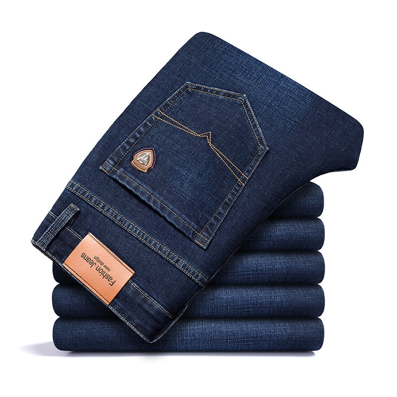 autumn spring fitted denim jeans classic style