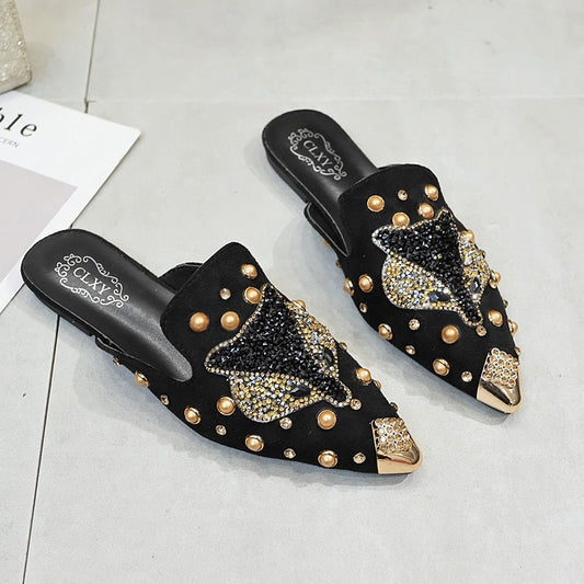 Rivet Flat Women Slip-On Mules Sandals