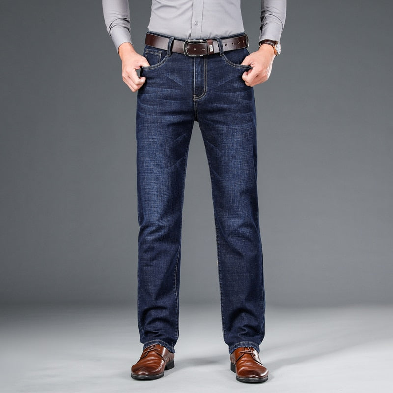 autumn spring fitted denim jeans classic style