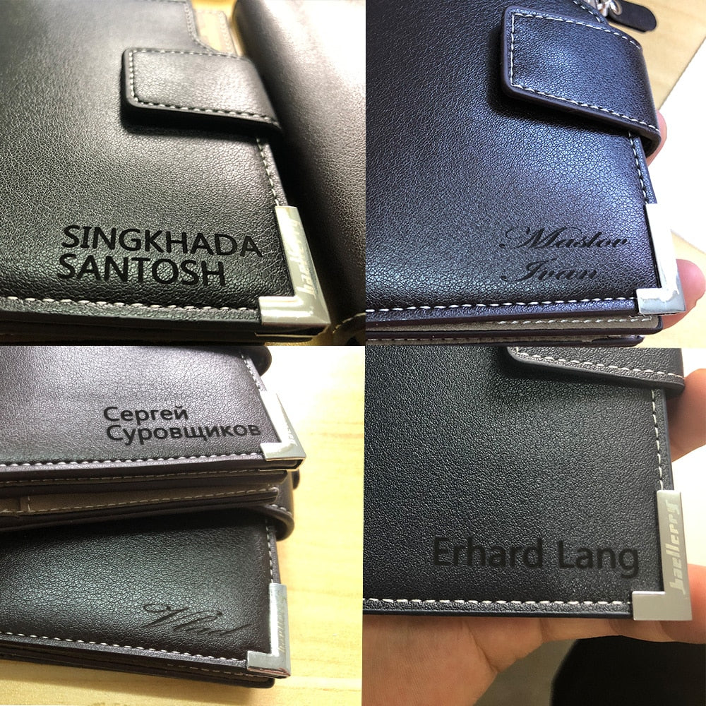 Short Luxury Men Wallets Customizable Name Engraved