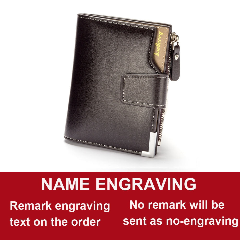 Short Luxury Men Wallets Customizable Name Engraved