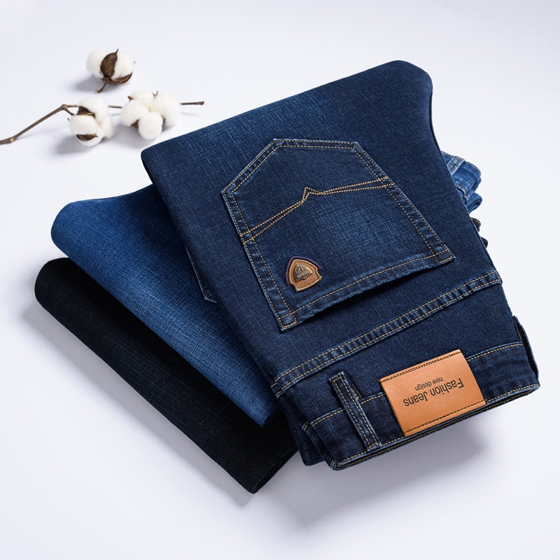 autumn spring fitted denim jeans classic style