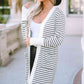 Striped Open Front Longline Cardigan