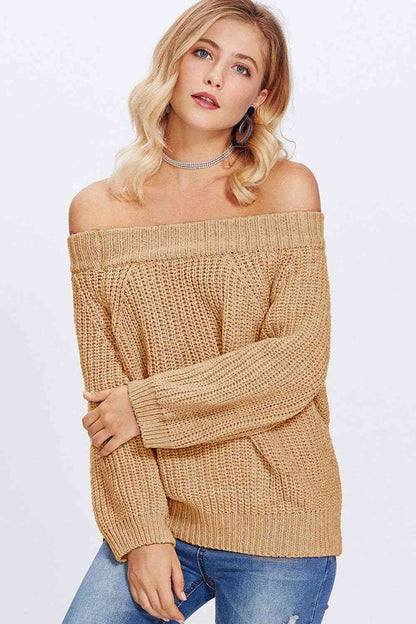 Off-Shoulder Long Sleeve Sweater