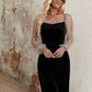 Polka Dot Mesh Long Sleeve Ruffle Trim Dress