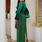 Tie Front Collared Neck Long Sleeve Dress