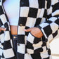 Full Size Checkered Button Front Coat with Pockets