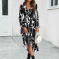 Surplice Neck Long Sleeve Midi Dress