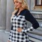 Plaid Notched Long Sleeve T-Shirt