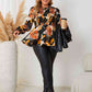 Plus Size Elastic Detail Long Sleeve Floral Babydoll Top
