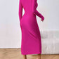 Long Sleeve Ruched Split Dress