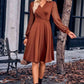 Surplice Neck Swiss Dot Long Sleeve Dress