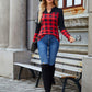 Plaid Notched Long Sleeve T-Shirt